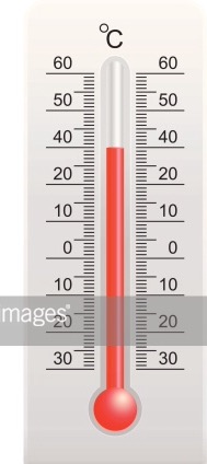 zeigt ein Thermometer mit 40 Grad