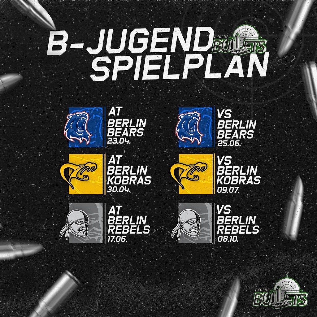 Spielplan der Berlin Bullets Tackle B-Jugend 2023